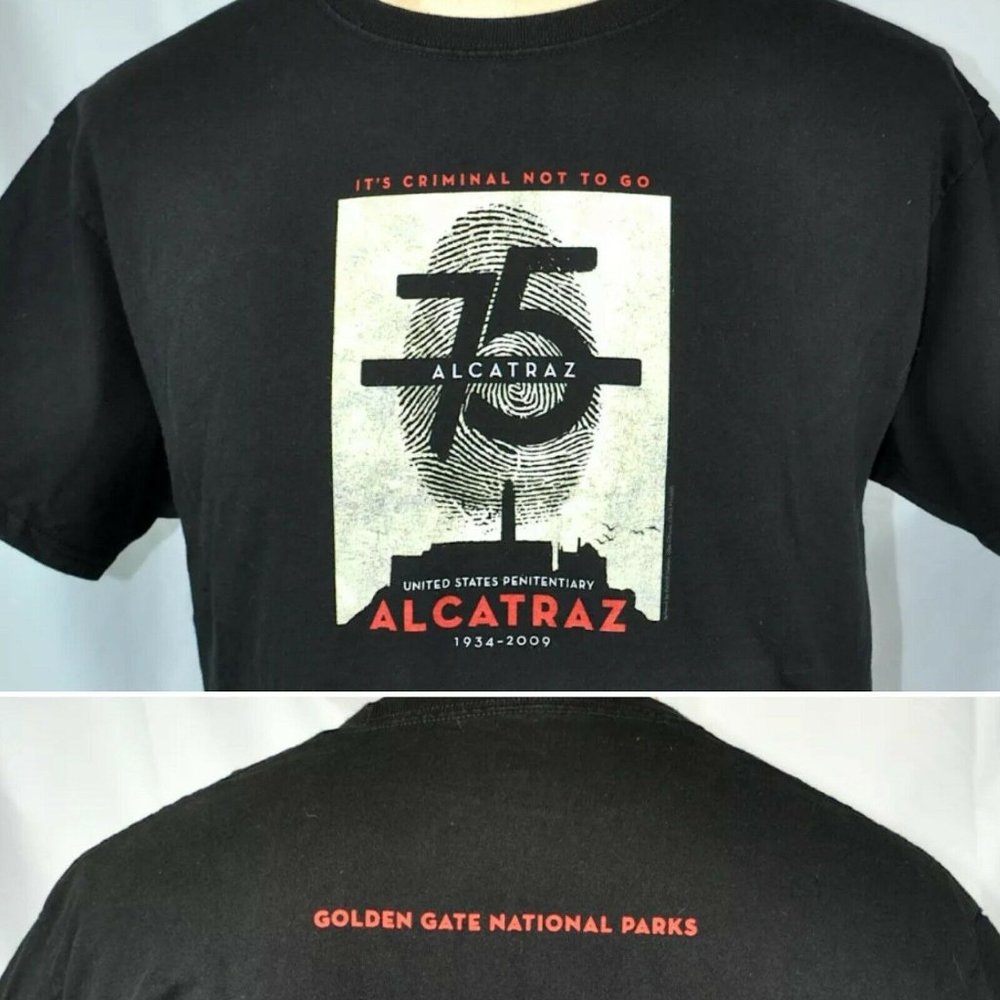 Alcatraz Prison 75th Anniversary T-shirt M/L Medium Fit Rock San Francisco 2009